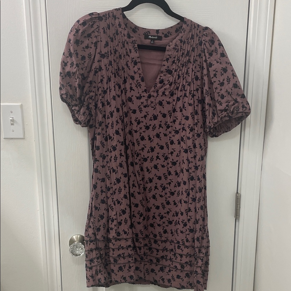 Madewell Tillie Puff-Sleeve Mini Dress in Shadow Blooms